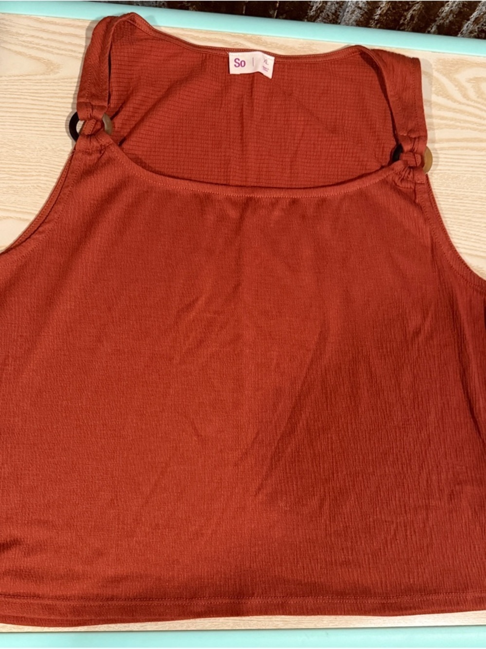 SO Rust-Orange Ribbed Tank Top - Picture 4 of 5